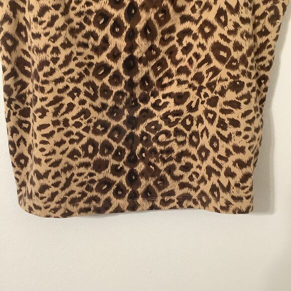 Vintage Y2K Tan Cheetah Animal Print McBling Bohemian Boho Lace Camisole L - Picture 3 of 9